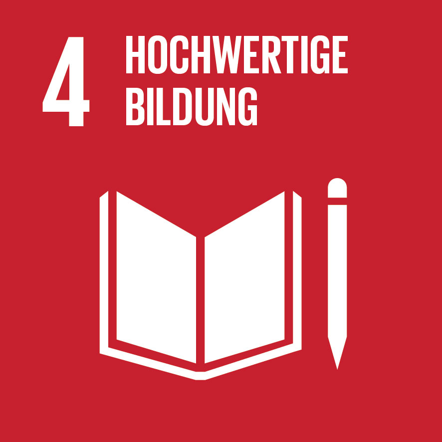 Logo für das Nachhaltigkeitsziel 4: Hochwertige Bildung